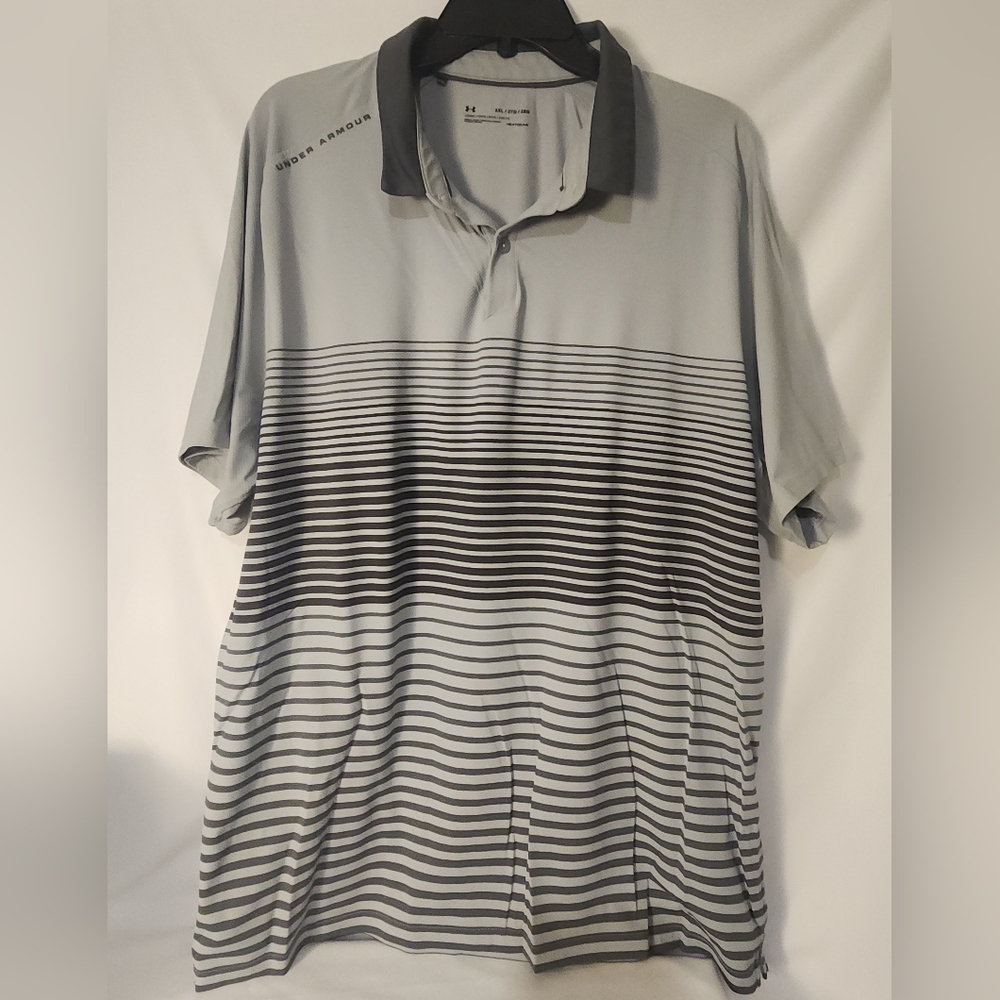 Under Armour Men's Gray Striped Polo Shirt